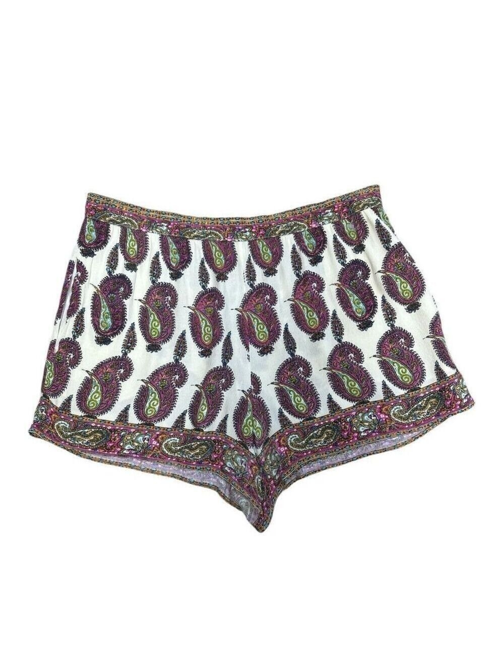 Anthropologie Women's Floral Paisley Elastic Waist Shorts Multicolor Size XL